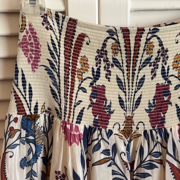 FARM Rio Cream Floral Midi Skirt with Blue, Pink & Mustard Accents - Picture 3 of 3